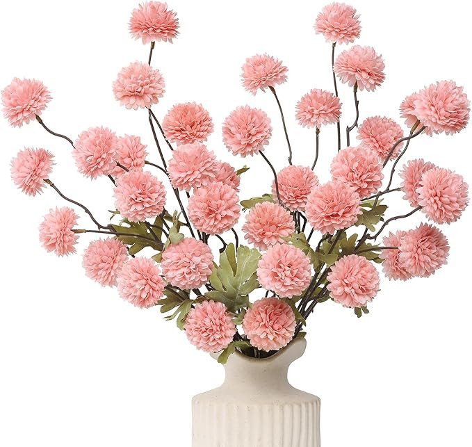 DuHouse 6pcs Artificial Flowers Faux Silk Pompon Mum,Silk Small Mini Chrysanthemum Ball with Stem... | Amazon (US)