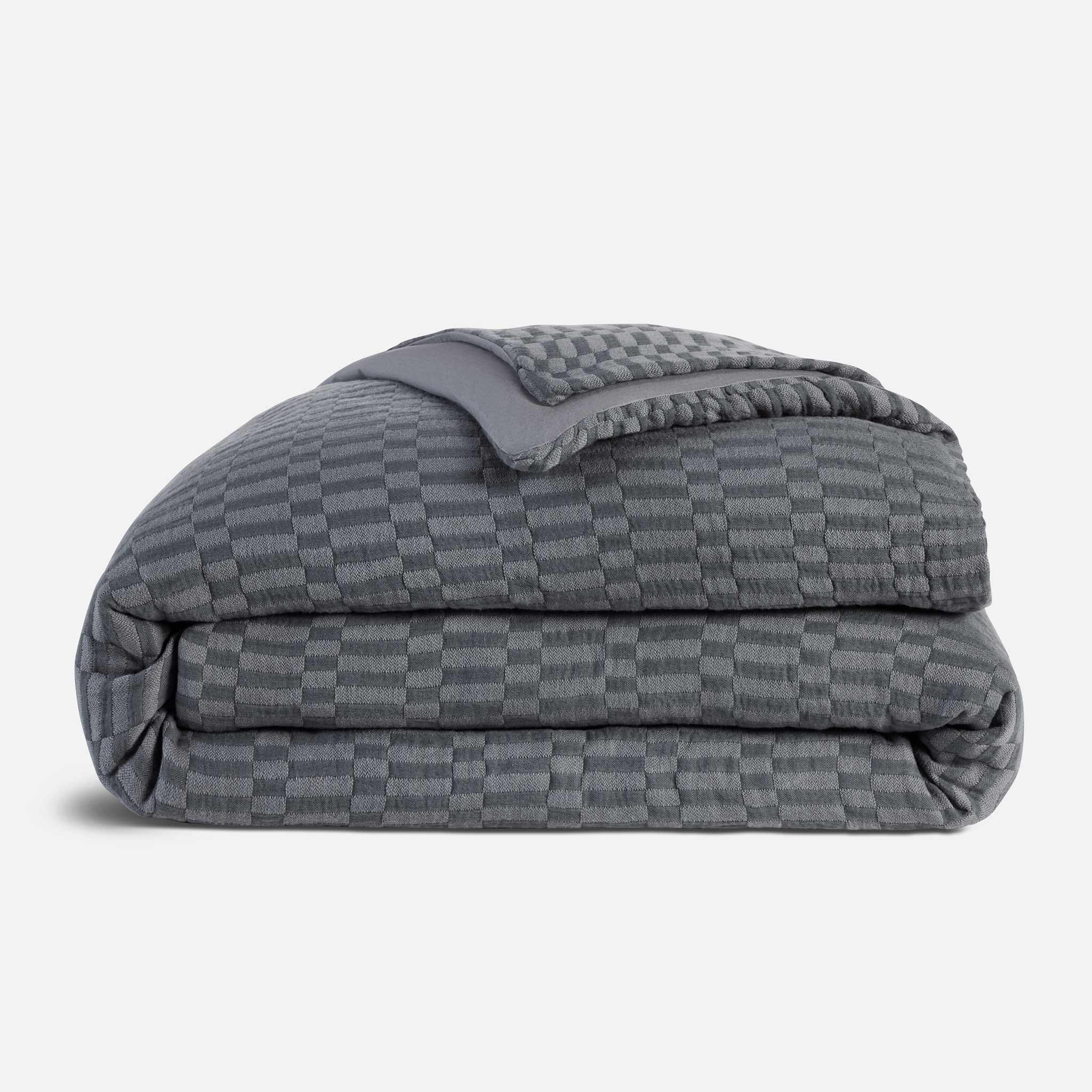 Brooklinen Woven Checkerboard Duvet Cover size Full/Queen in Slate | Brooklinen