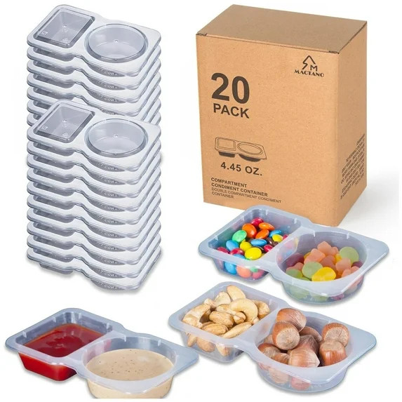 20 Set Reusable Snack Containers, 2-Compartment Dipping Containers with Lid for Refrigeration, Po... | Walmart (US)