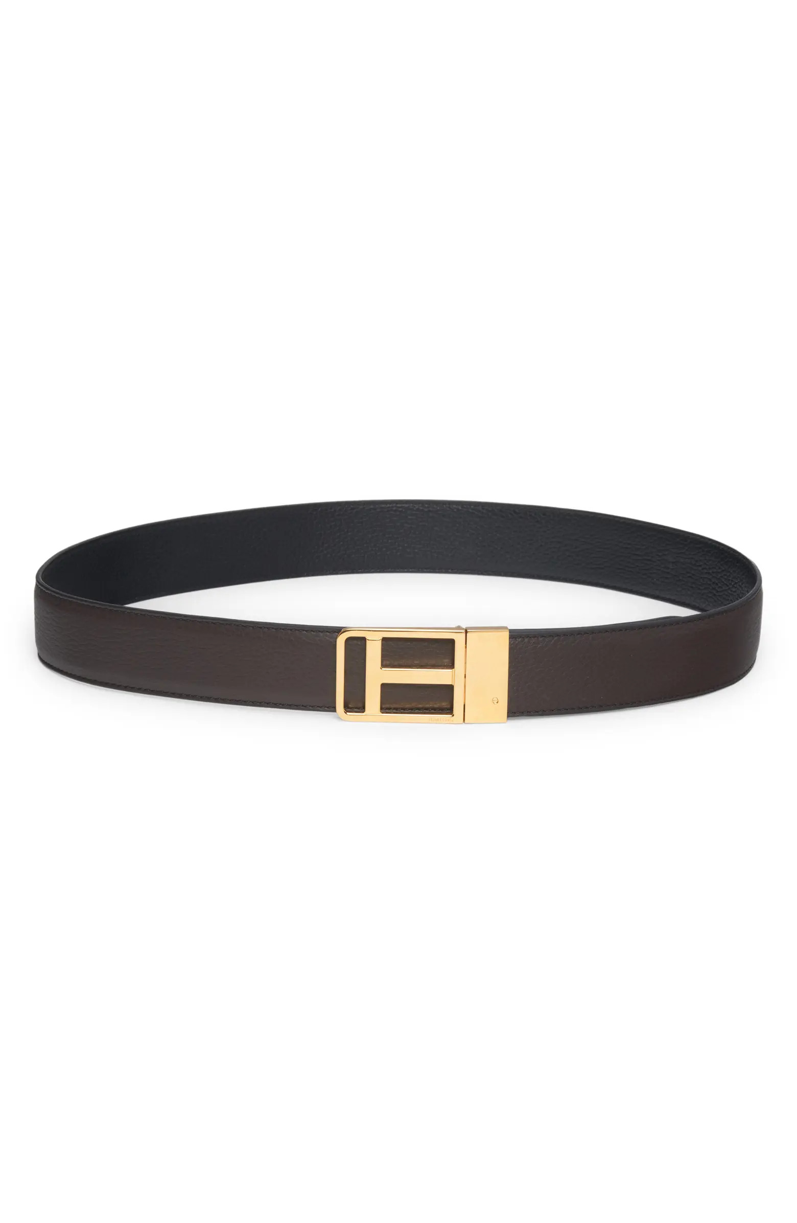 Framed T Buckle Reversible Soft Grain Leather Belt | Nordstrom