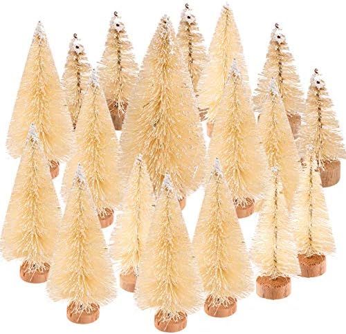 Yiphates 14 Pcs Mini Christmas Tree Bottle Brush Christmas Trees Artificial Sisal Tabletop Sisal ... | Amazon (US)