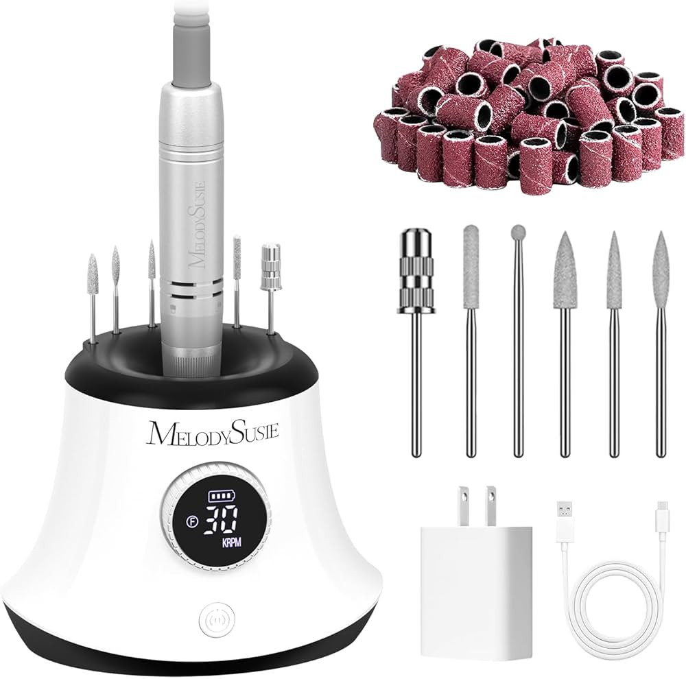 MelodySusie Multifunctional Desktop Rechargeable Nail Drill with Bit Holders, SC320G 30000RPM E-F... | Amazon (US)