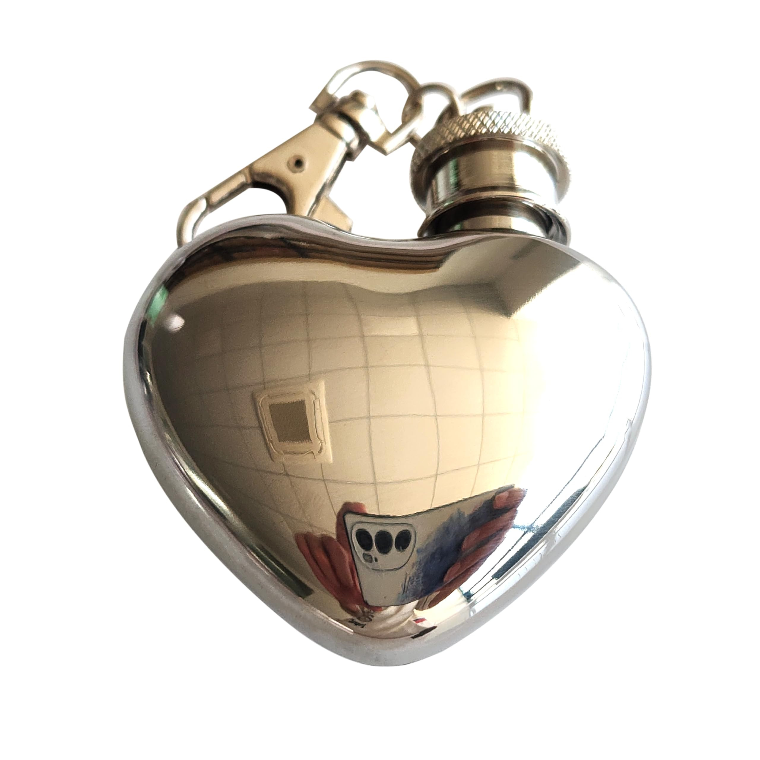 Heart Shaped 1oz/30ml Keychain Flask Mirror Polished Mini Hip Flask 304 Stainless Steel Snuff Bot... | Amazon (US)