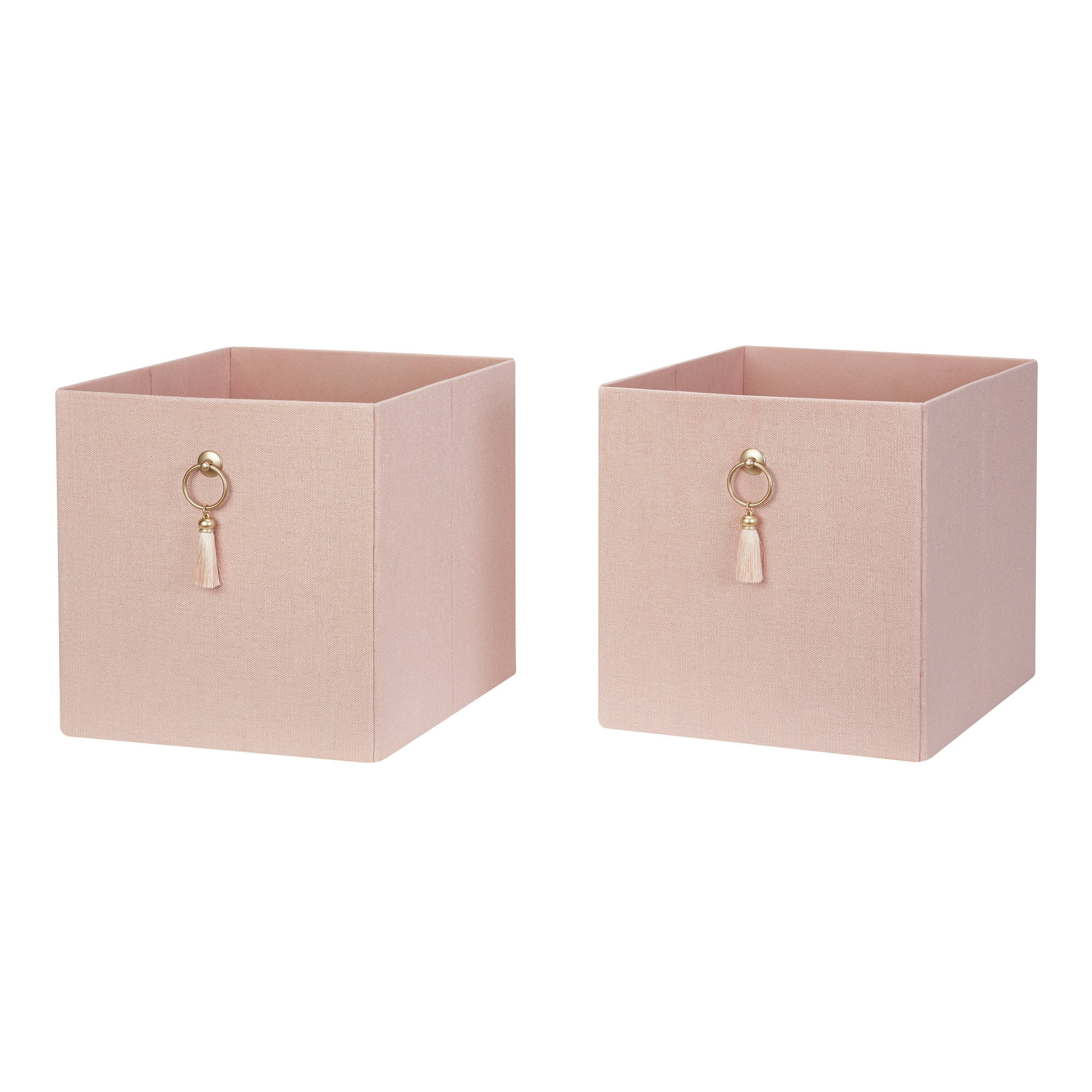 Better Homes & Gardens Fabric Storage Bin with Tassel, 2-Pack, Multiple Colors | Walmart (US)