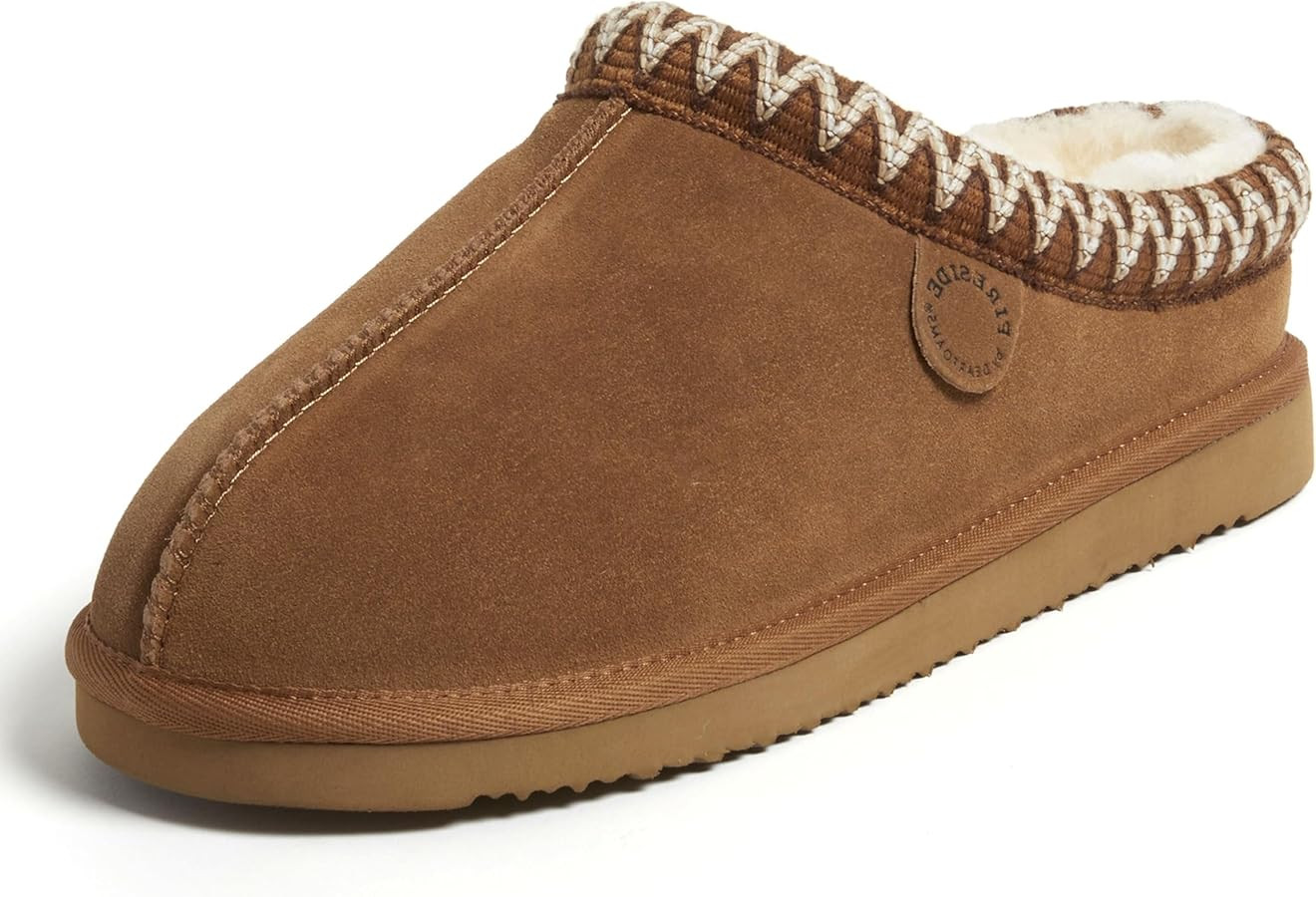 Fireside by Dearfoams Women’s Greta Genuine Shearling Clog Slippers, 100% Natural Suede Clogs f... | Amazon (US)