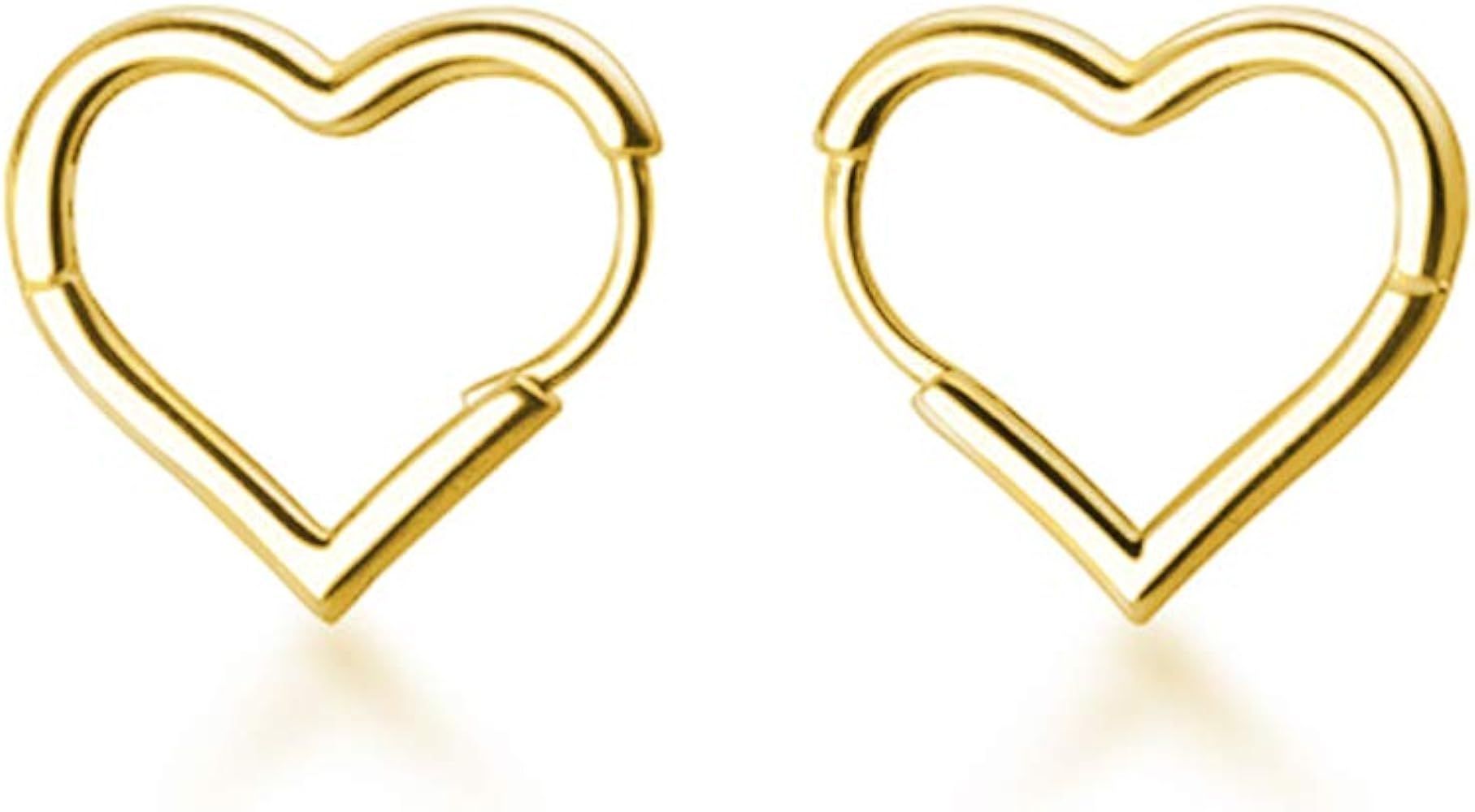 SLUYNZ 925 Sterling Silver 1.6CM Heart Hoop Earrings for Women Teen Girls Sweet Love Heart Earrin... | Amazon (US)