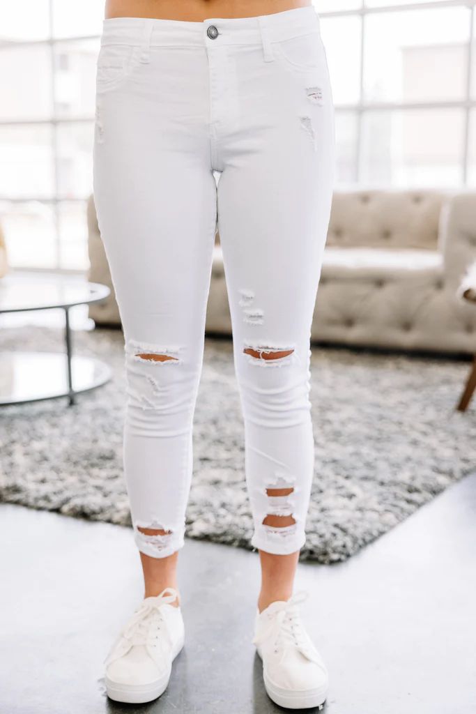 Running To You White Distressed Skinny Jeans | The Mint Julep Boutique