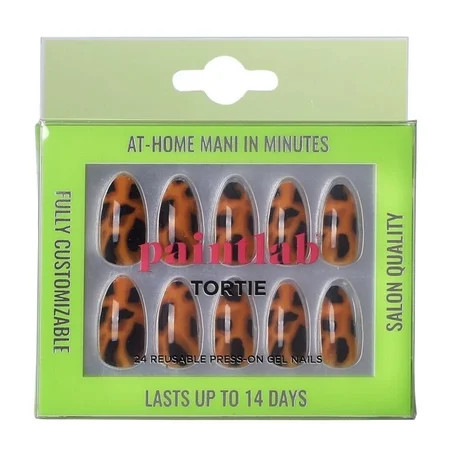 PaintLab Medium Almond Press On False Nails, Tortie, Tortoise Shell, 30 Count | Walmart (US)