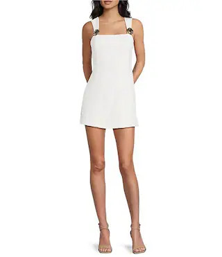 Caroline Tweed Square Neck Sleeveless Mini Shift Dress | Dillard's