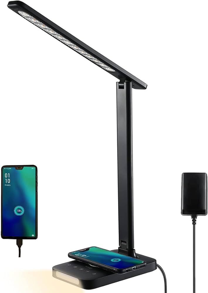 VAVOFO LED Desk Lamp with Fast Charger, USB Charging Port, Desk Light for Home Office with 5 Brig... | Amazon (US)