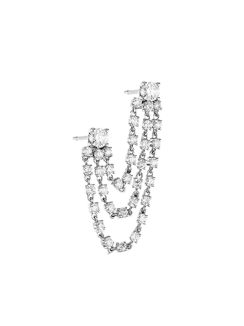 Bianca 18K White Gold & Diamond Double-Piercing 3-Loop Single Earring | Saks Fifth Avenue