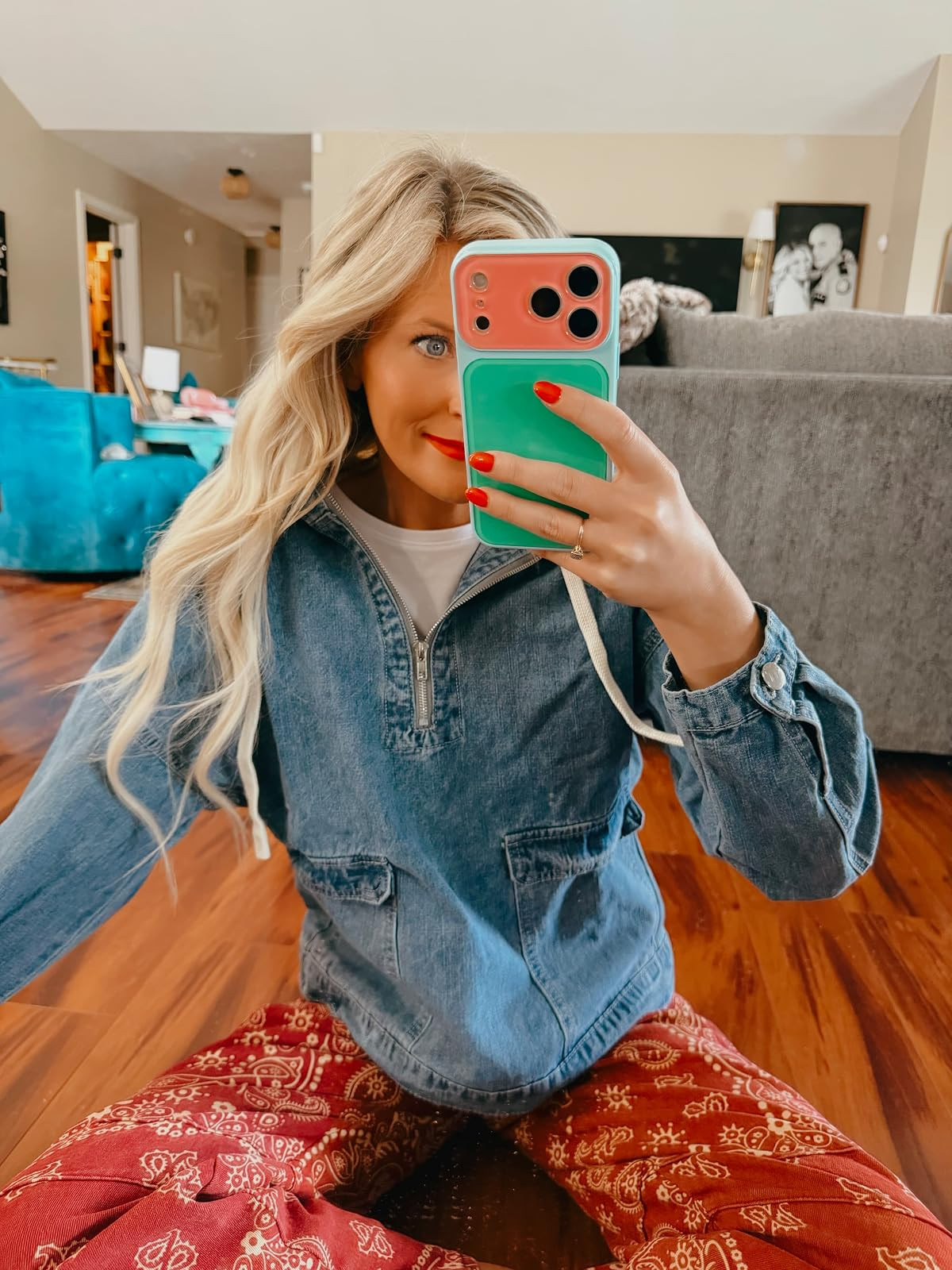 loveimgs Women Casual Denim Shirt Hoodies Pullover Oversized Jean Jacket Sweatshirt Long Sleeves ... | Amazon (US)