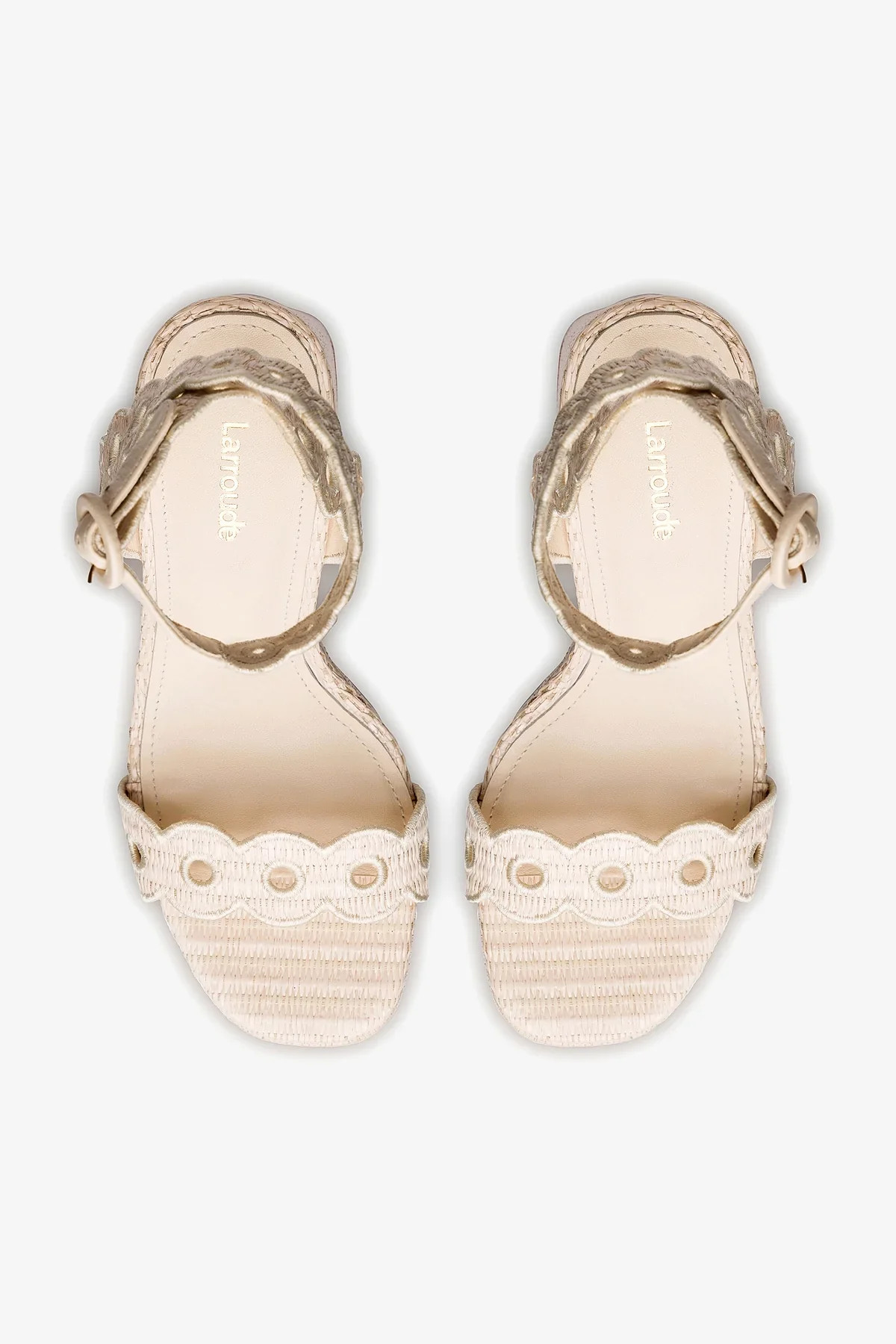 Dolly Broderie Sandal In Natural Raffia | Larroude