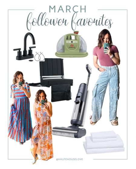 March Follower Favorites:

Budget friendly bathroom faucet
Little Green Machine
Stripe Cargo Pants
Bleacher Sports Seat
Stripe Maxi Dress
Floral Maxi Dress
Tineco Wet/Dry Mop
Deep Pocket Sheets