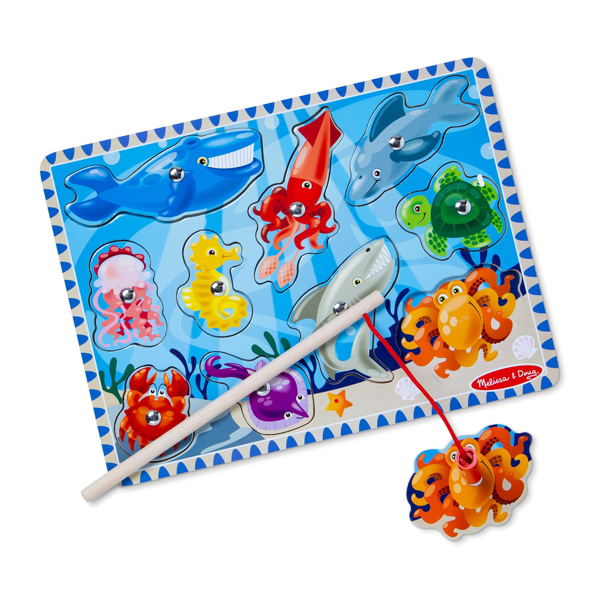 Melissa & Doug Magnetic Wooden Fishing Game and Puzzle with Wooden Ocean Animal Magnets | Amazon (US)