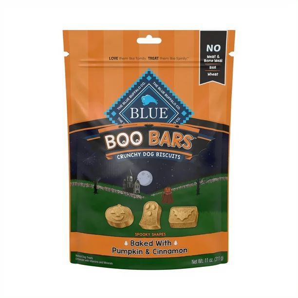 Blue Buffalo Boo Bars Pumpkin & Cinnamon Flavor Crunchy Biscuit Treats for Dogs, Whole Grain, 11 ... | Walmart (US)