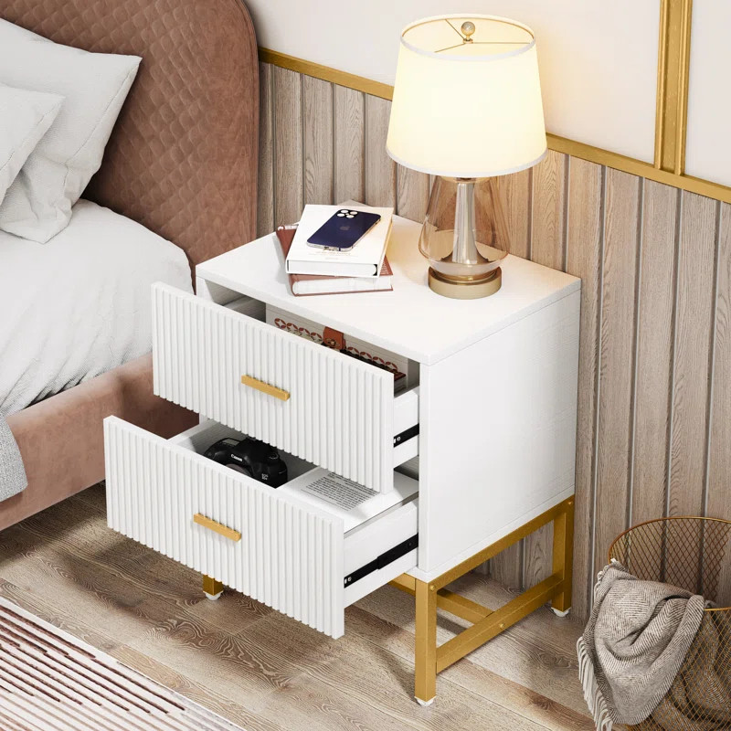 Iron Nightstand with 2-Drawer | Wayfair North America