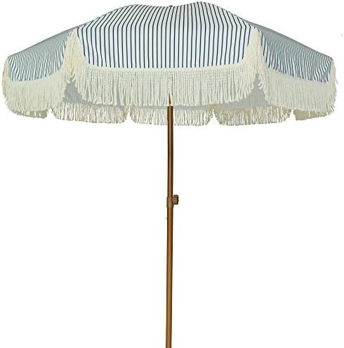 AMMSUN 7ft Patio Umbrella with Fringe Outdoor Yard Umbrella UPF50+ Wood Color Steel Pole and Stee... | Amazon (US)