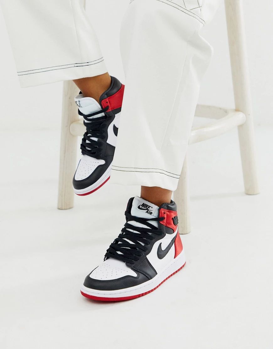 Nike Air Jordan 1 red and black satin trainers | ASOS (Global)