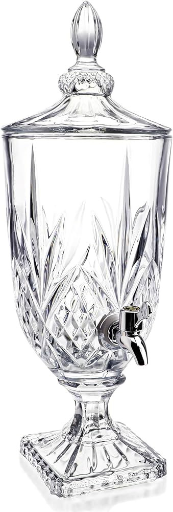 0.8 Gallon Glass Drink Dispenser for Parties 3L Crytal Iced Beverage Dispenser with Spigot Weddin... | Amazon (US)