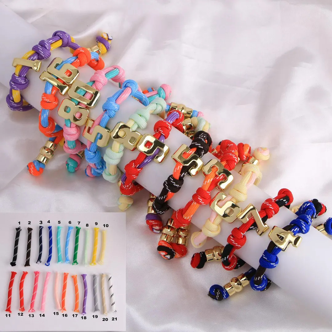 1 pcs Custom Number Knotty Bracelet, Gold-Plated Woven Rope Paracord, Unisex Personalized Jewelry | Etsy (US)