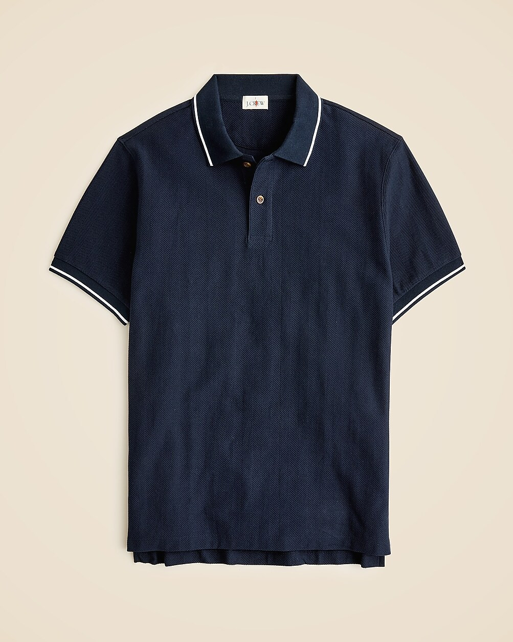 Cotton herringbone tipped polo shirt | J. Crew US
