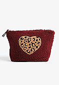 Sherpa Leopard Heart Cosmetic Bag | Maurices