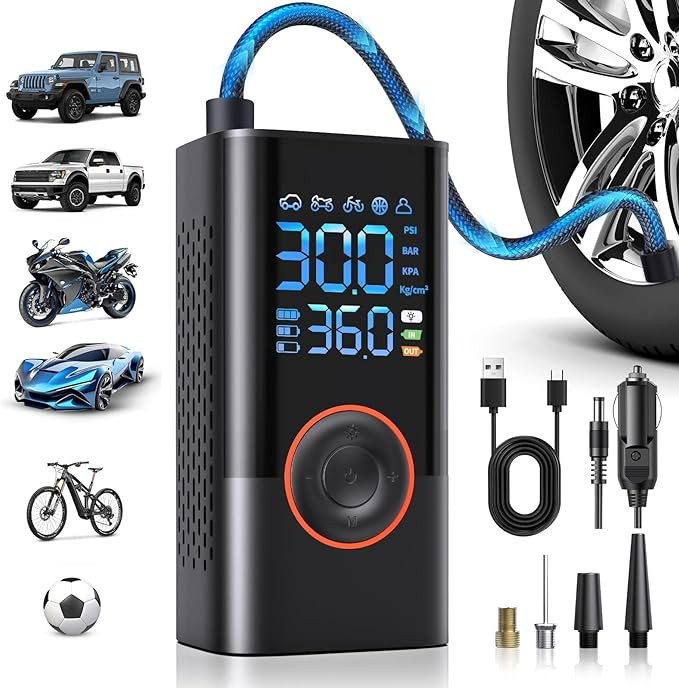 Tire Inflator Portable Air Compressor Portable Cordless Mini Air Pump with Digital Pressure Gauge... | Amazon (US)