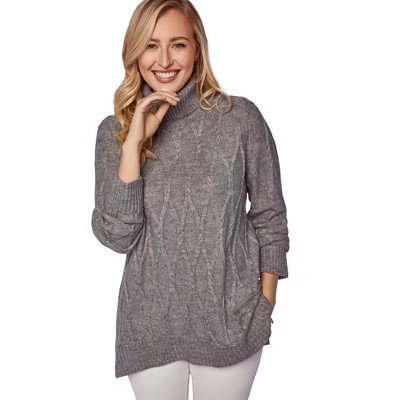 Jessica London Cable Turtleneck Sweater - 18/20, Medium Heather Grey | Target