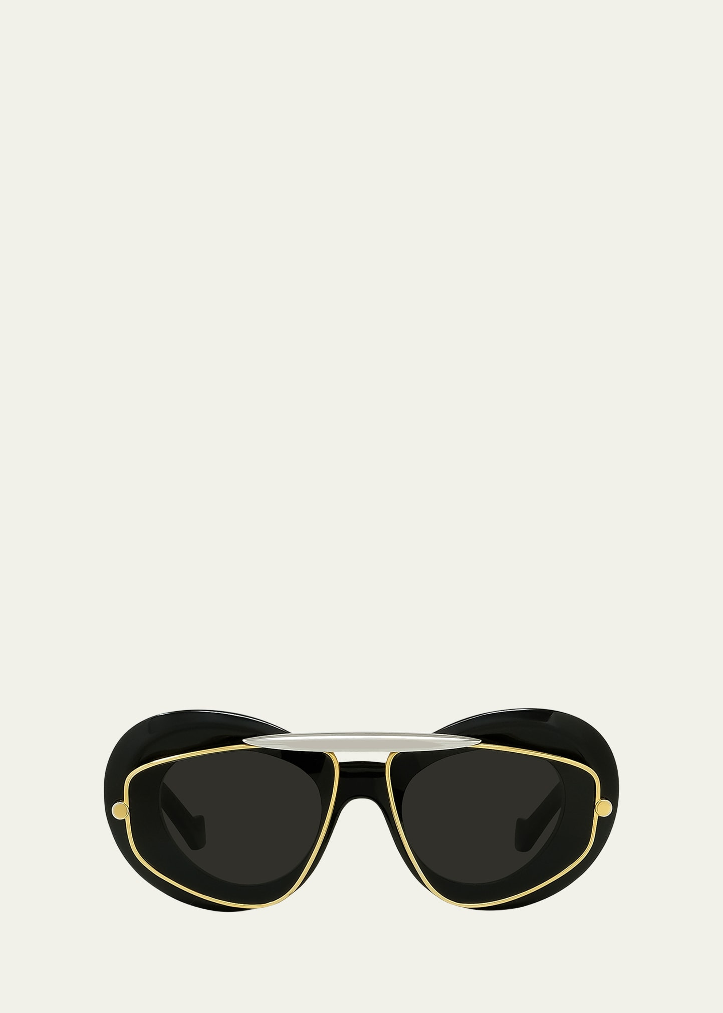 Loewe Double Frame Mixed-Media Aviator Sunglasses | Bergdorf Goodman