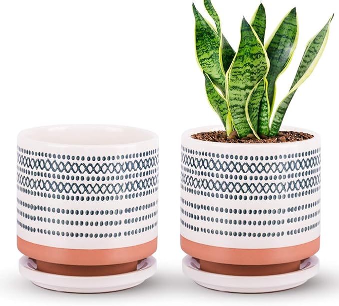The Next Gardener Succulent Pots, Small Flower Pots Indoor, 5 Inch Ceramic Planter Plant Pot with... | Amazon (US)