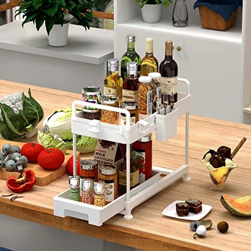 SOLEJAZZ 2-Tier Under Sink Organizer, Sliding Under Bathroom Cabinet Storage Drawer Organizer wit... | Amazon (US)