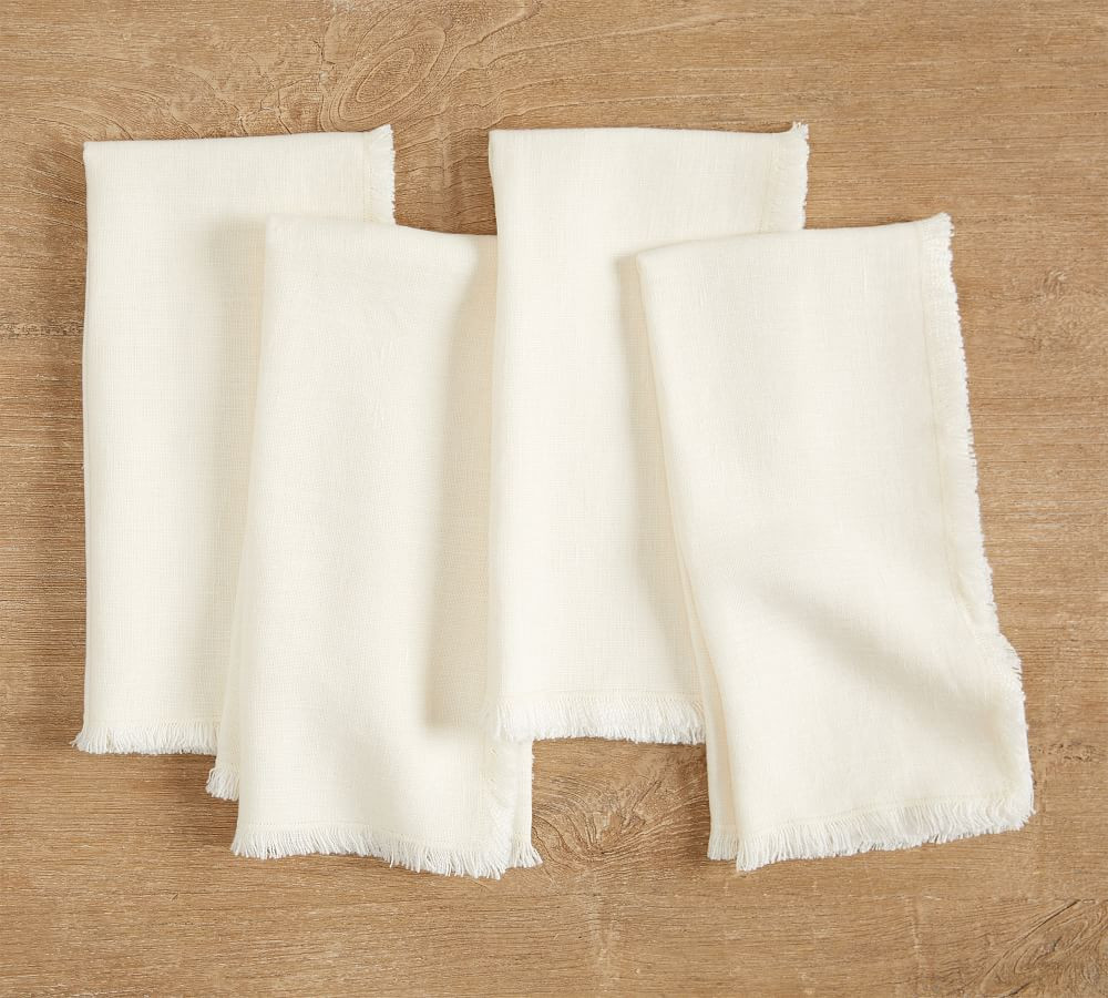 Frayed Oversized Linen Napkins - Set of 4 | Pottery Barn (US)