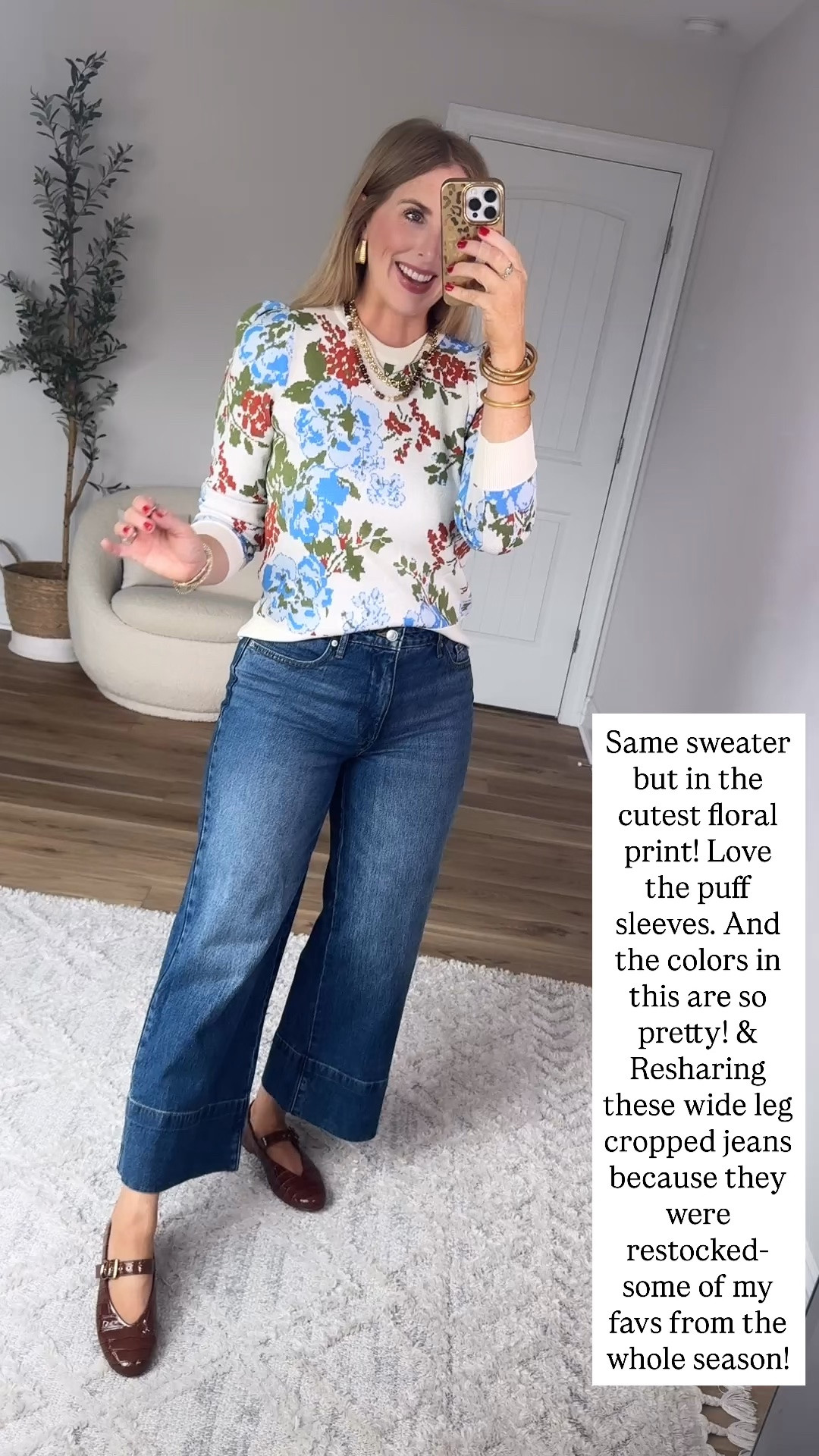 Floral sweater and cropped jeans

#LTKootd