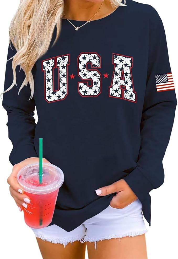 Dressmine Womens Casual Long Sleeve Graphic Tee Shirts Crew Neck Sweatshirts Pullover Tops for Wo... | Amazon (US)