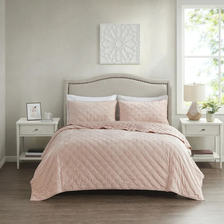 Better Homes & Gardens Embroidered Velvet Standard Sham, Blush, 2 Piece | Walmart (US)