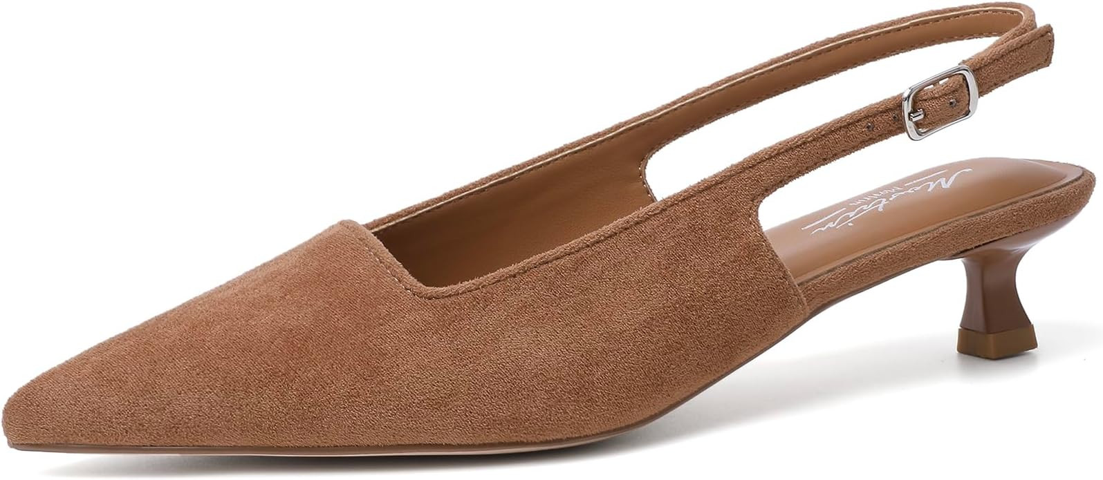 Mostrin Kitten Heels for Women Pointed Closed Toe Heels Low Pumps Shoes for Party Work Office | Amazon (US)