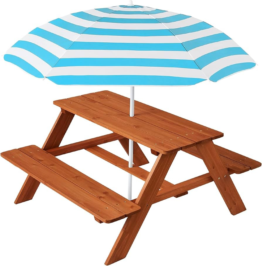 Best Choice Products Kids Wooden Picnic Table, Outdoor Activity & Dining Table w/Adjustable Colla... | Amazon (US)