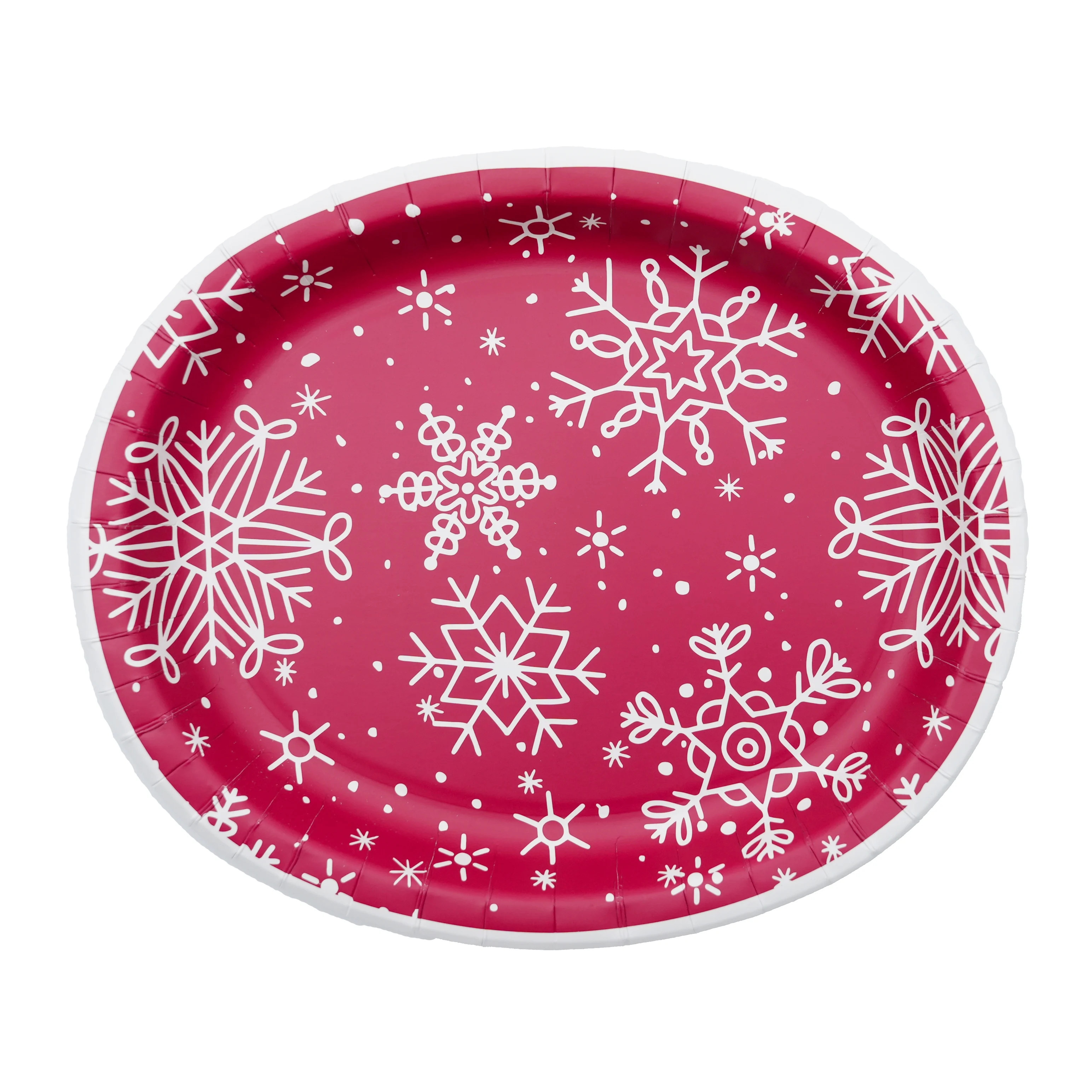 Red with White Snowflakes Disposable Paper Serving Platter, Oval, 10" x 12", Red, 8 Count, by Hol... | Walmart (US)