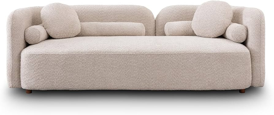 89” Gray Rectangular Sofas Integral Couches Curved Back Sofa Modern Minimalist Living Room Sofa... | Amazon (US)