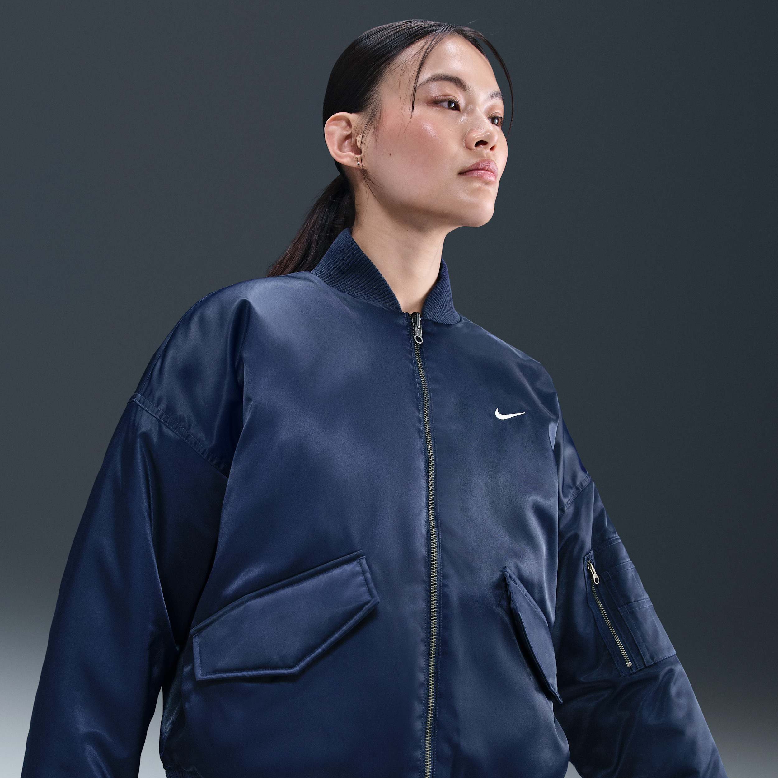 Women's Nike Sportswear Therma-FIT Reversible Bomber Jacket in Blue | HV2812-410 | Nike (US)