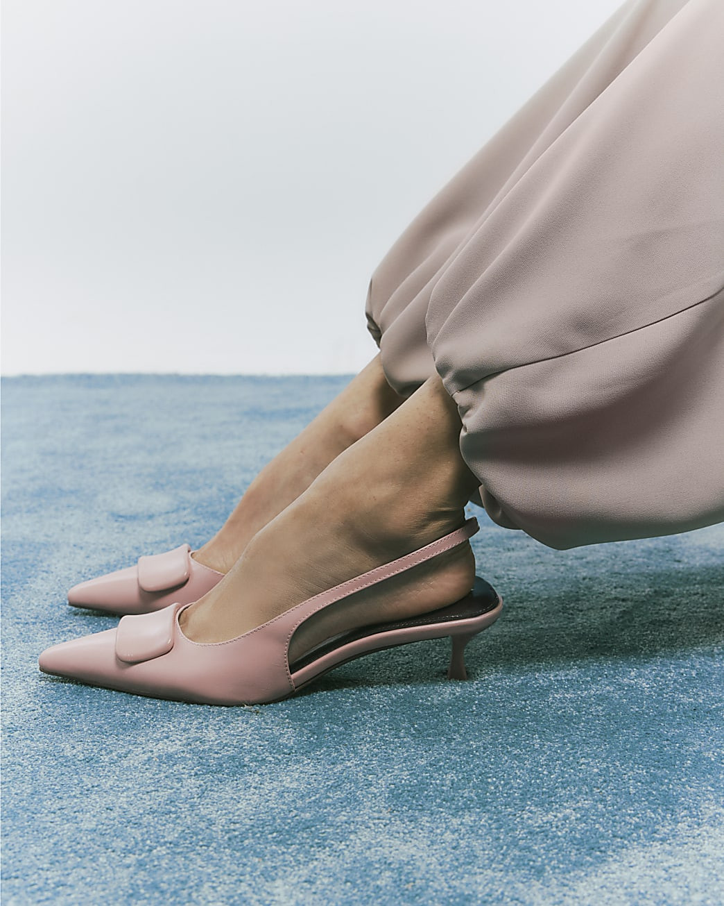Pink Pointed Sling Back Court Heels | River Island UK & IE
