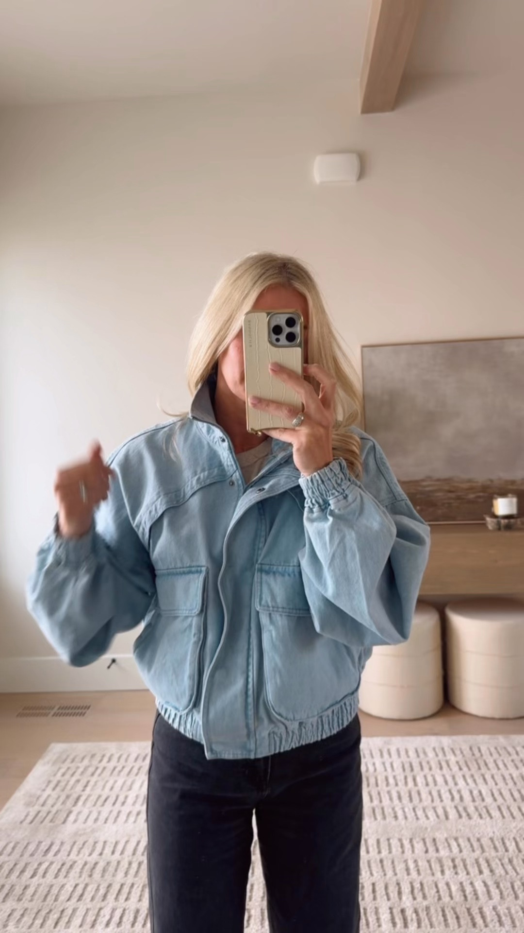 Denim jacket from target 
Size down 
Spring outfit 
Gap barrel jeans 

#LTKootd #LTKdayinmylife #LTKSaleAlert