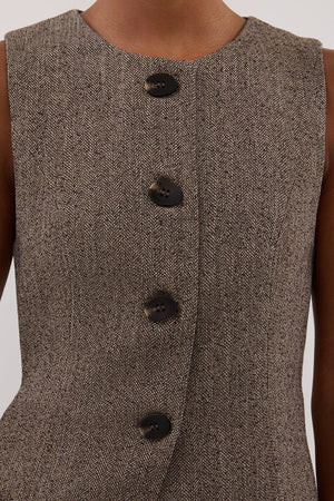 FRANKIE CHOC TWEED TUNIC VEST | DISSH