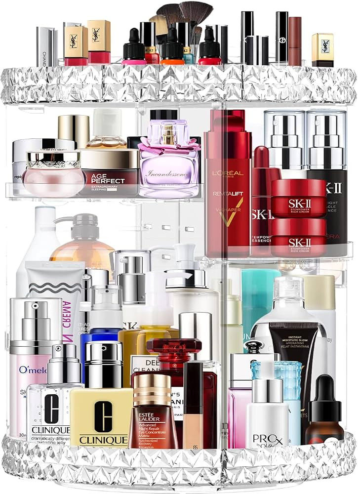 360 Rotating Makeup Organizer Large Capacity Cosmetics Organizer Beauty Organizer Clear Cosmetic ... | Amazon (US)