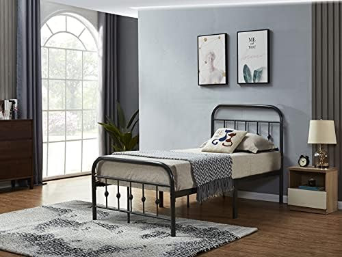 Wreifeed Metal Bed Frame Twin Size, Platform with Vintage Headboard and Footboard, No Box Spring ... | Amazon (US)