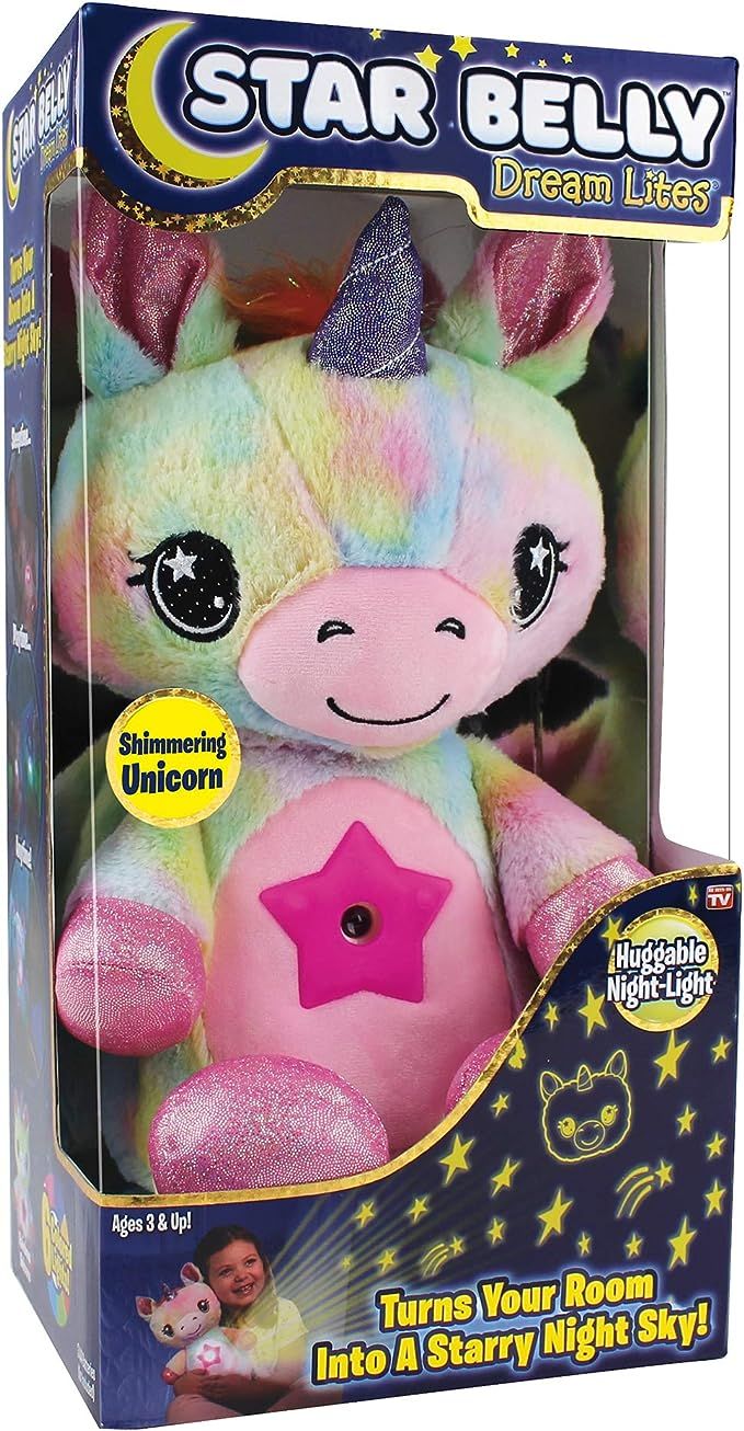 Ontel Star Belly Dream Lites, Stuffed Animal Night Light, Shimmering Rainbow Unicorn | Amazon (US)