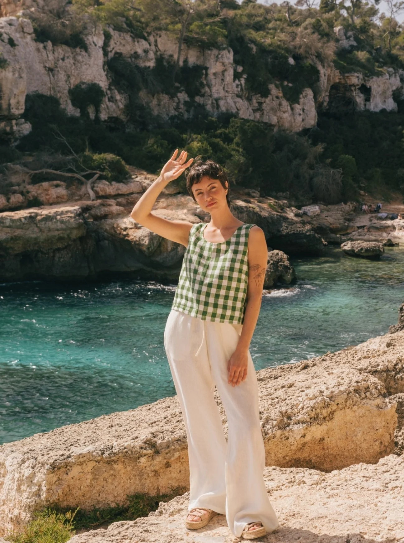 Leah Wide Linen Pants with Slits - White | For Days