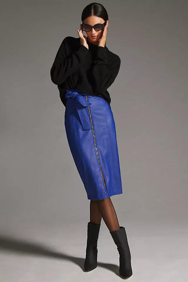 Eva Franco Faux Leather Midi Skirt | Anthropologie (US)