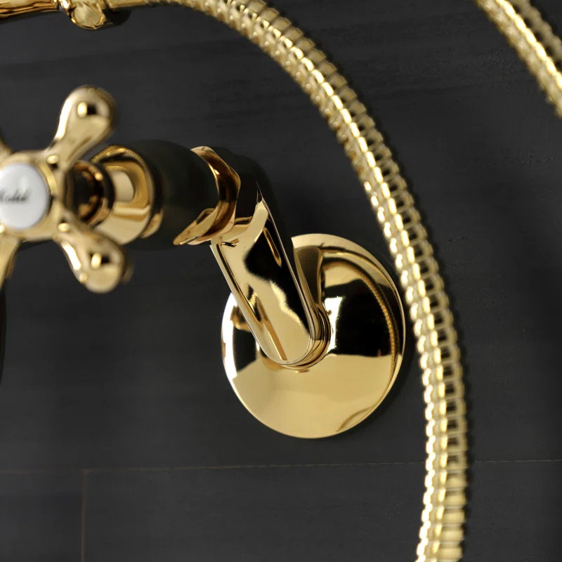 Kingston 3 Handle Wall Mounted Clawfoot Tub Faucet with Hand Shower | Wayfair North America